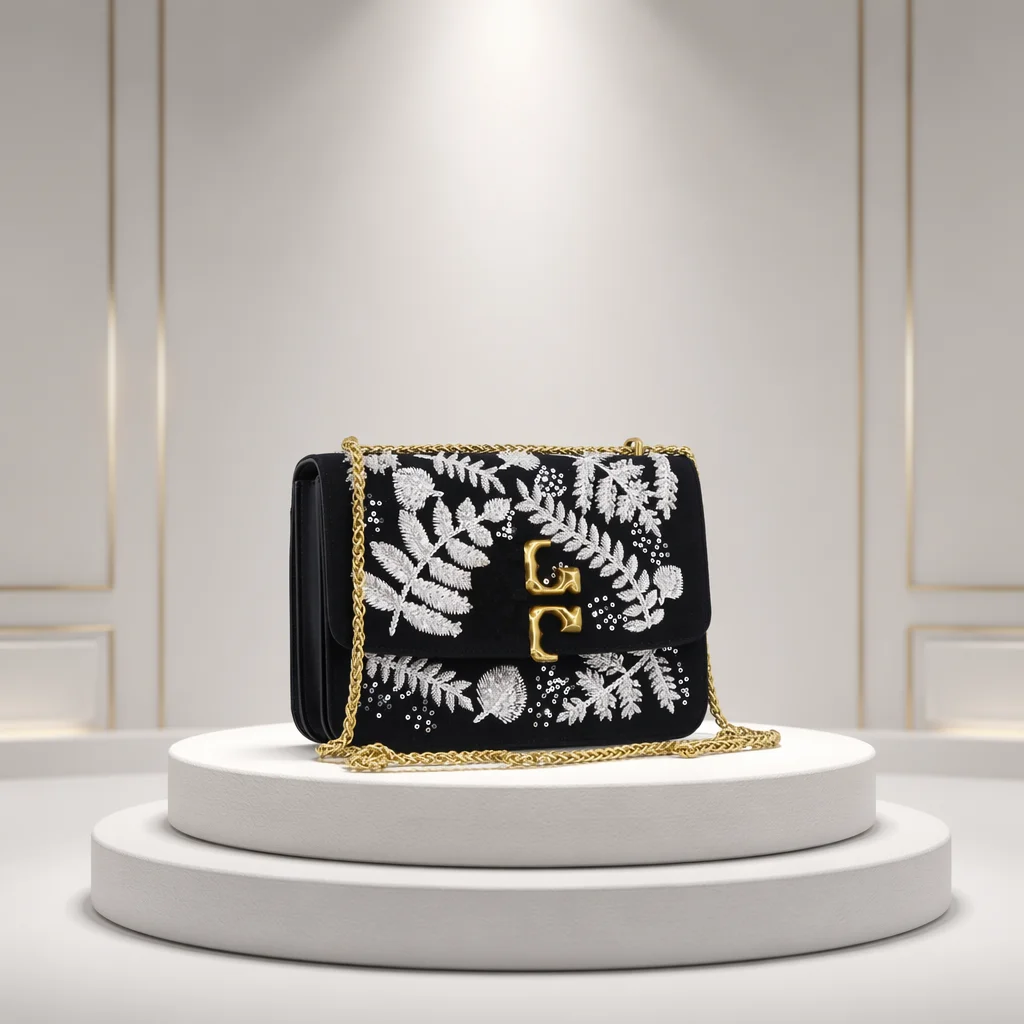 Fashionable beaded embroidered women's bag single-shoulder crossbody chain bag light luxury flap bag practical multi-compartment