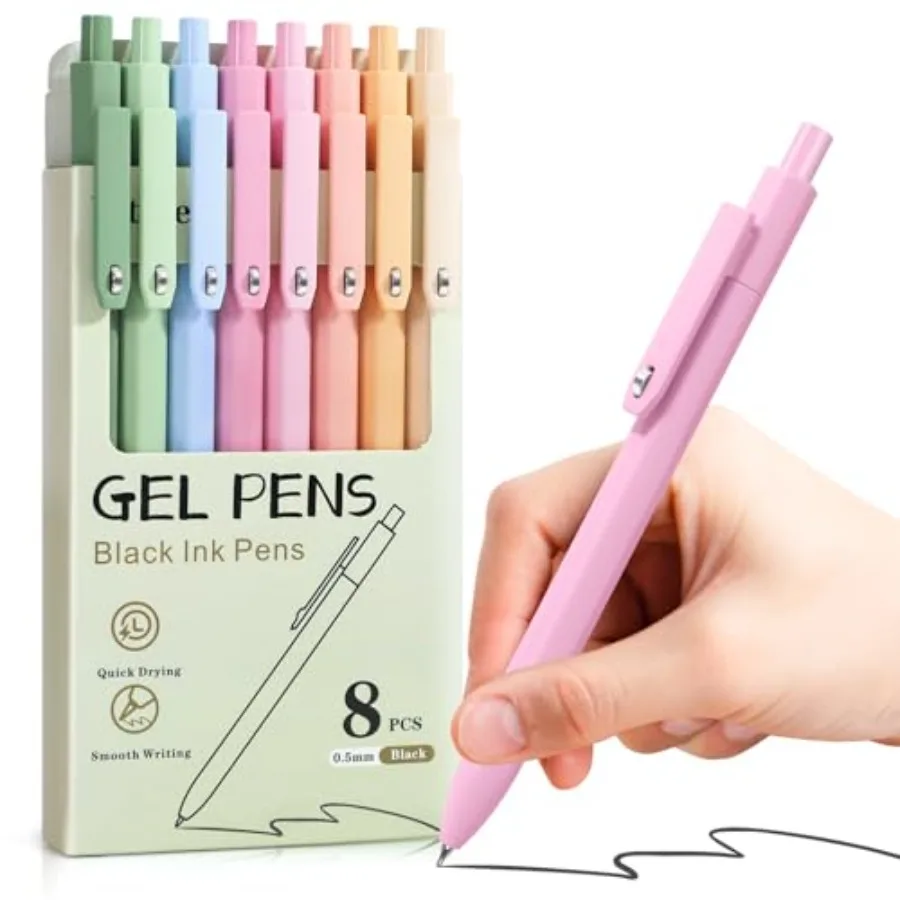 

Aesthetic Pens, 8 Pcs 0.5mm Gel Pens, No Smudge Quick Dry Smooth Writing Pens, Cute Ink Journaling Pens for Women Nurse School