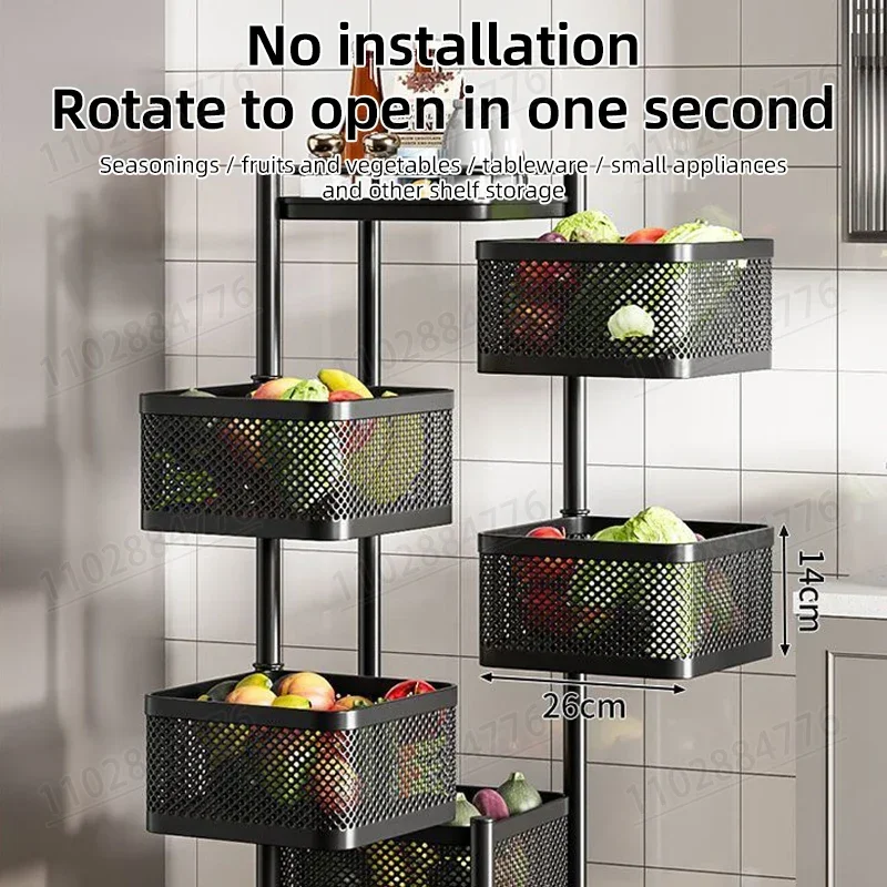 

Square Kitchen Floor Rack Multi-Tier Multifunctional Removable Storage Rack Household Installation-free Storage Rack