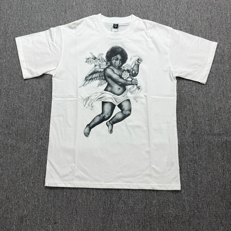New High Quality Fashion New Round Neck Patta T-shirt Angel Print Top Men Women