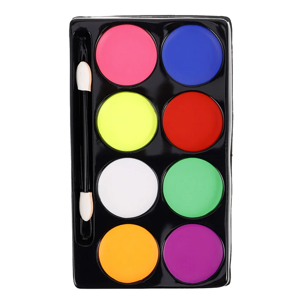 8색 오일 페인트 팔레트 아트 바디 메이크업 키트 어린이용 오래 지속되는 생생한 축제 파티 무대 공연용