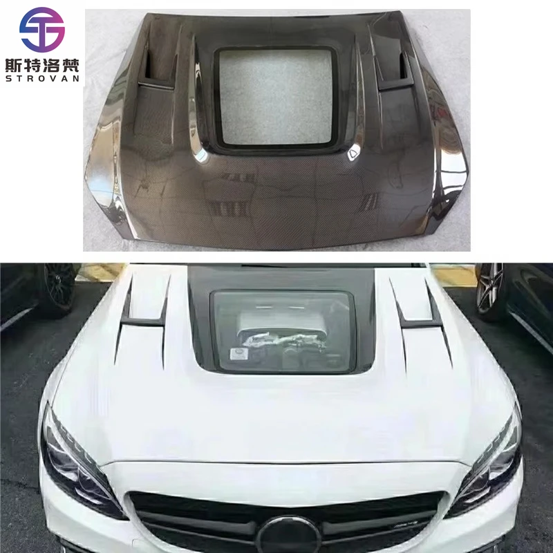 

STLF CLRAK Car Upgrade Carbon Fiber Transparent Engine Hood New Condition Fit for C-Class 2014-2021 W205 C63 Wet Carbon Fibe