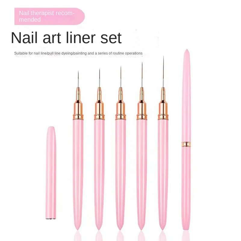 5-teiliges ultrafeines Nail Art Liner-Pinsel-Set – Malpinsel mit Metallgriff für präzises Nageldesign und Detaillierung