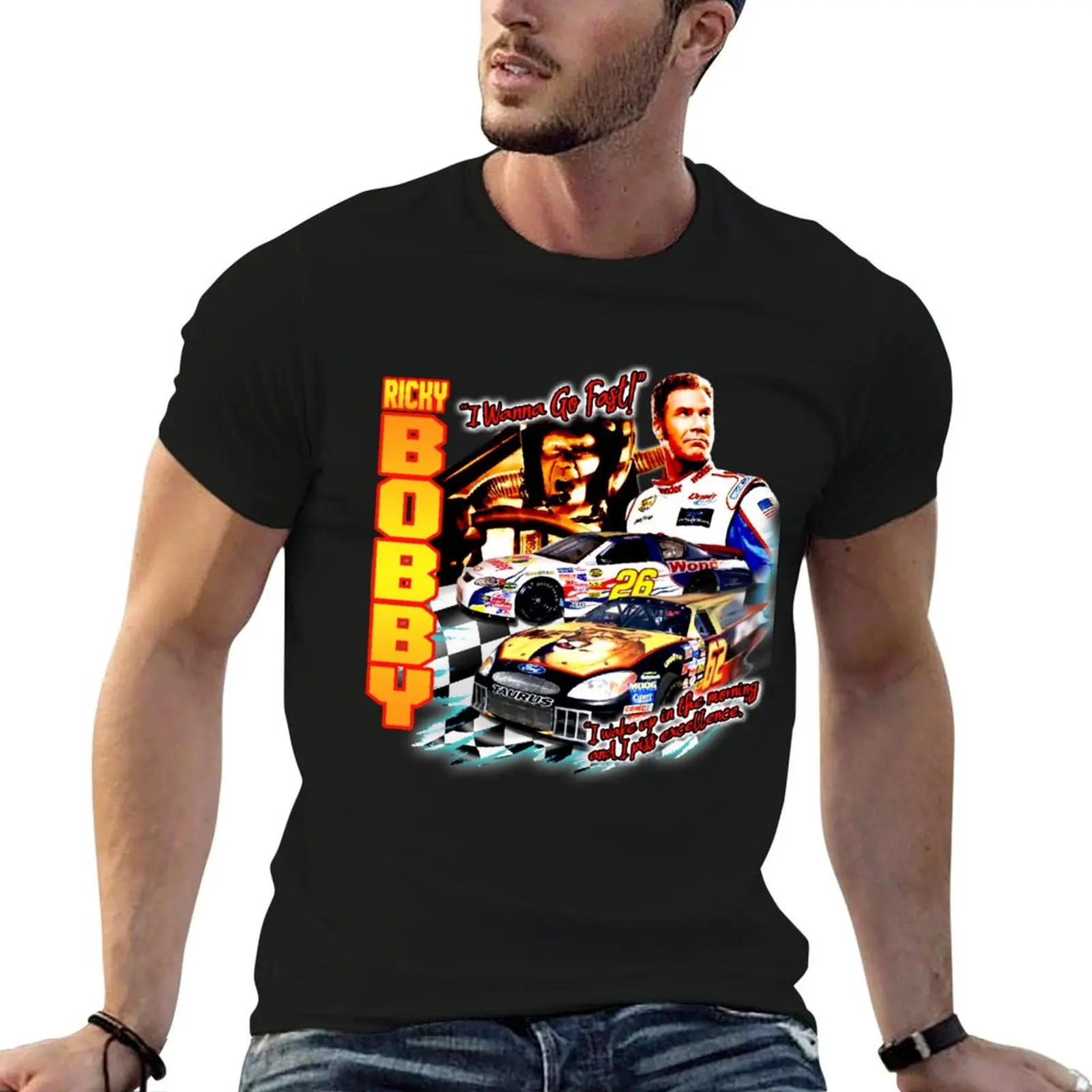 Ricky Bobby Racing Shirt T-Shirt Christmas Casual Short Sleeve Top