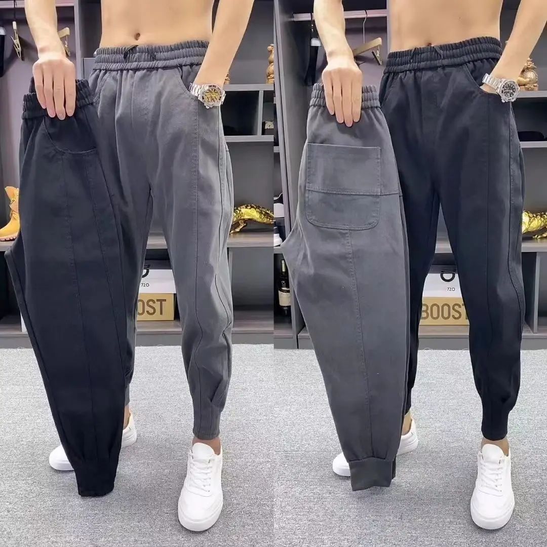 Autumn Winter 2026 Men's Fleece Thickened Fashion Small Feet Casual Pants Loose Leggings Student Sweatpants Harlan Pants