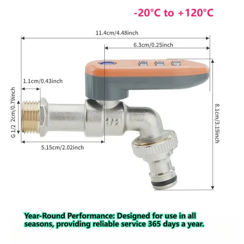 Brass Anti-Freeze Lockable Outdoor Faucet 1/2''*3/4'' , Garden Hose Bib with Password Lock for Car Wash Irrigation