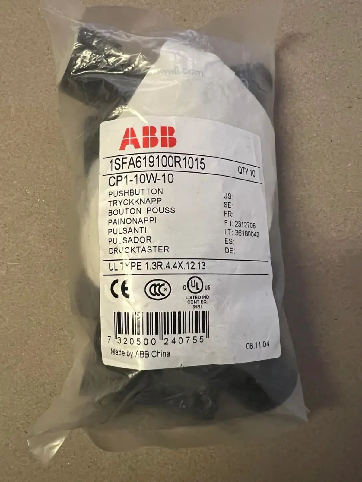 

10 PCS CP1-10W-10 62000004 1SFA619100R1015 Pushbutton