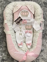Baby Prince Welcome Home 3pcs Crown Layette Hospital Exit Newborn Outfits Swaddle Set Hello World I'm new Turkey Cotton Parajam