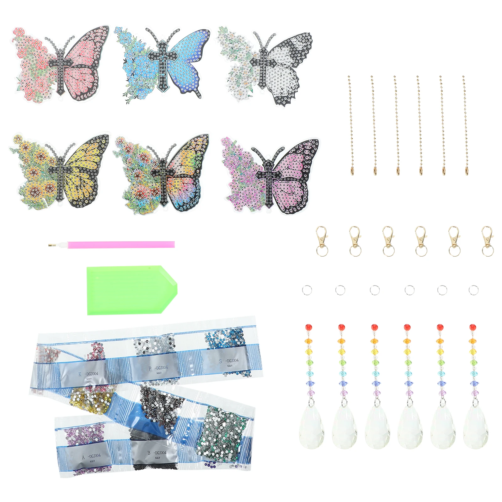 

1 set Set Butterfly Hanging Decor Big Pearl Acrylic Pendant Suncatcher Ornament DIY Rhinestone Art for Wedding