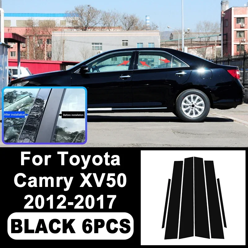 

For Toyota Camry XV50 2012-2017 Piano Black B C Pillar Stickers, Easy Install PC Window Trim Anti-Scratch Exterior Styling Parts