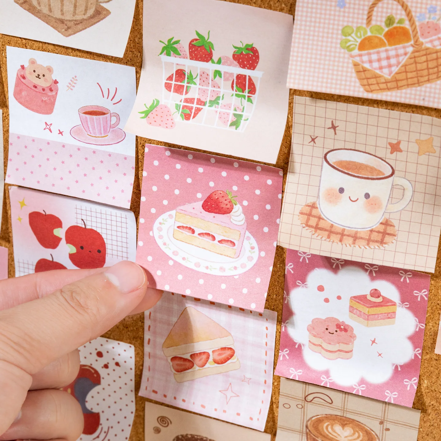 JCAC 50pcs/bag Kawaii Mini Memo Sticker Book, Four Seasons Sweet Shop, Cute Journal Message Decorative Stickers