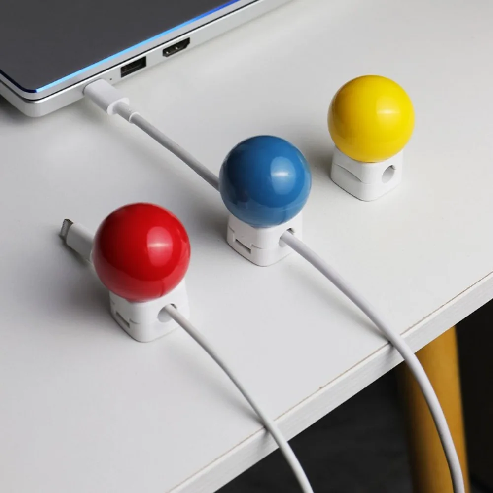 Creative PP Desktop Cable Organizer Portable Reusable Cute Data Cable Holder Multipurpose Self-adhesive Charging Cable Clip