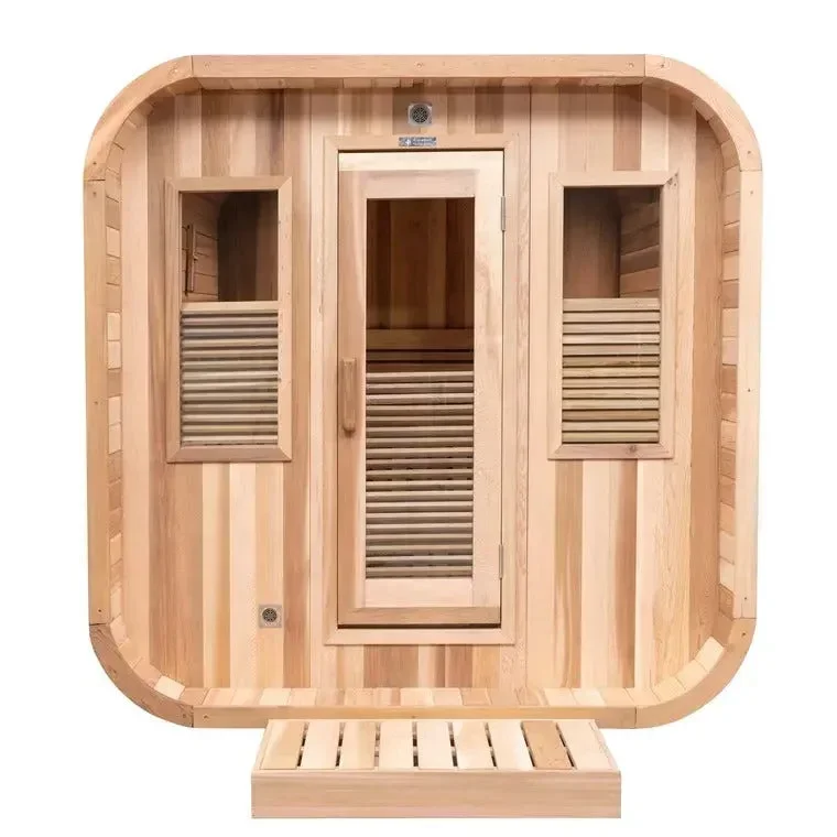 D-Road Red Cedar Tradition Outdoor Mini Cube Sauna Room Home 4 Persons Sauna Room