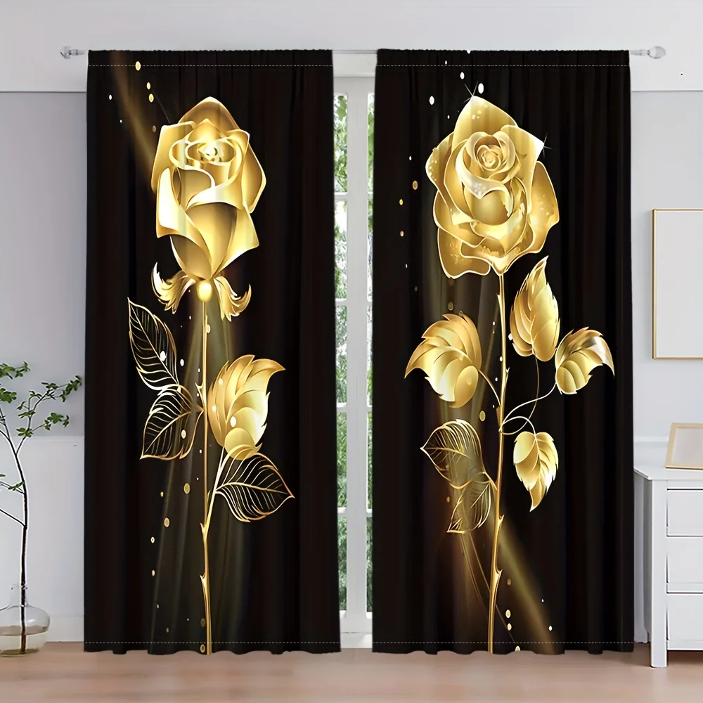 

2 шт. золотистые розовые черные и золотые шторы — карман с карманами, фильтрация света для гостиной, спальни и кухни — домашний декор