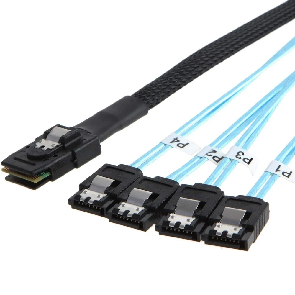 Mini SAS 36P SFF-8087 to 4 SATA 7 Pin SATA Cable Splitter Adapter 4i SFF8087 36P To 4 SATA 7P Cable 12Gbps Hard Drive Data Cable