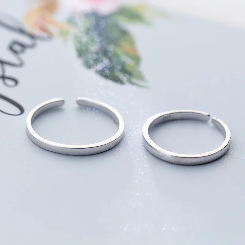 TrustDavis Authentic Minimalist 925 Sterling Silver Fashion Simple Smooth Adjustable Ring For Man&Women Wedding Jewelry DA1090