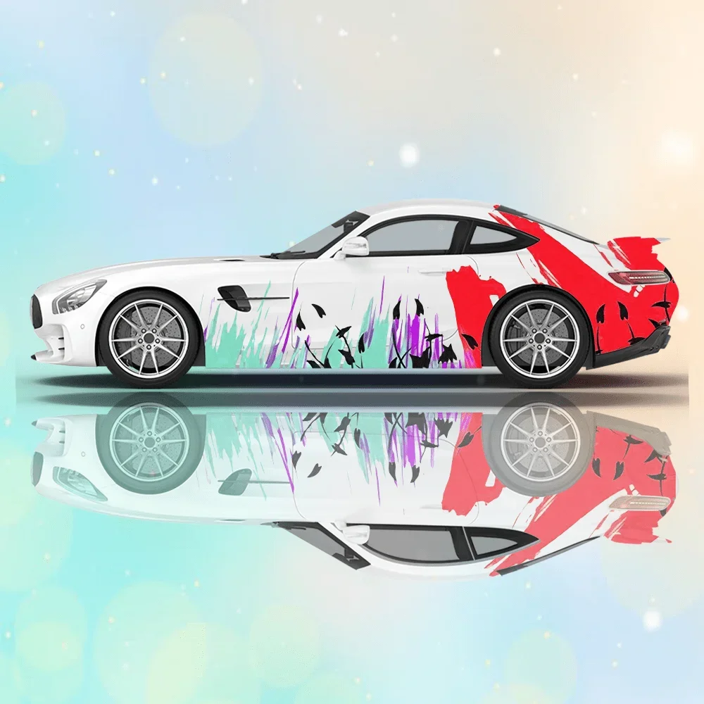 

Красочные брызги растения автомобильные виниловые обертки самоклеящаяся наклейка против царапин подходит для грузовиков внедорожник Декор автоаксессуары
