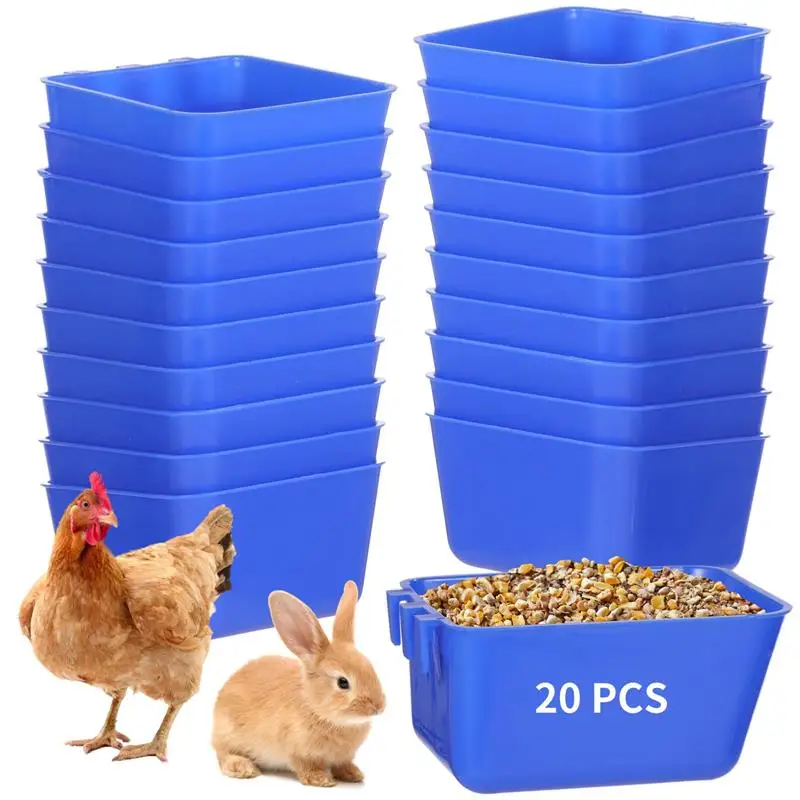 20Pcs Cage Cups 16oz Chicken Bird Hanging Feeders Plastic Pigeon Waterers Chicken Water Bowls Bunny Seed Bowls Seed Containers