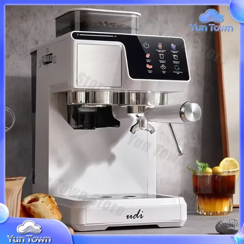 Small Household Coffee Machine for Hot & Cold Extraction Italian Style Grinding Milk Frothing All in One Espresso Maker for