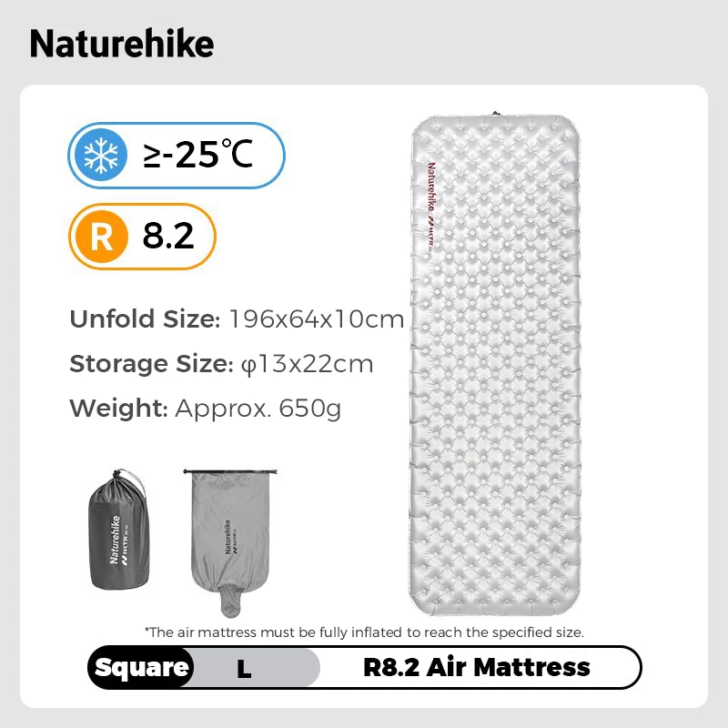 Naturehike Campingmatte 3,5/4,6/5,8/8,8 Hoher R-Wert Ultraleichte Warme Aufblasbare Matratze Outdoor Tragbare Faltbare Aufblasbare Matten