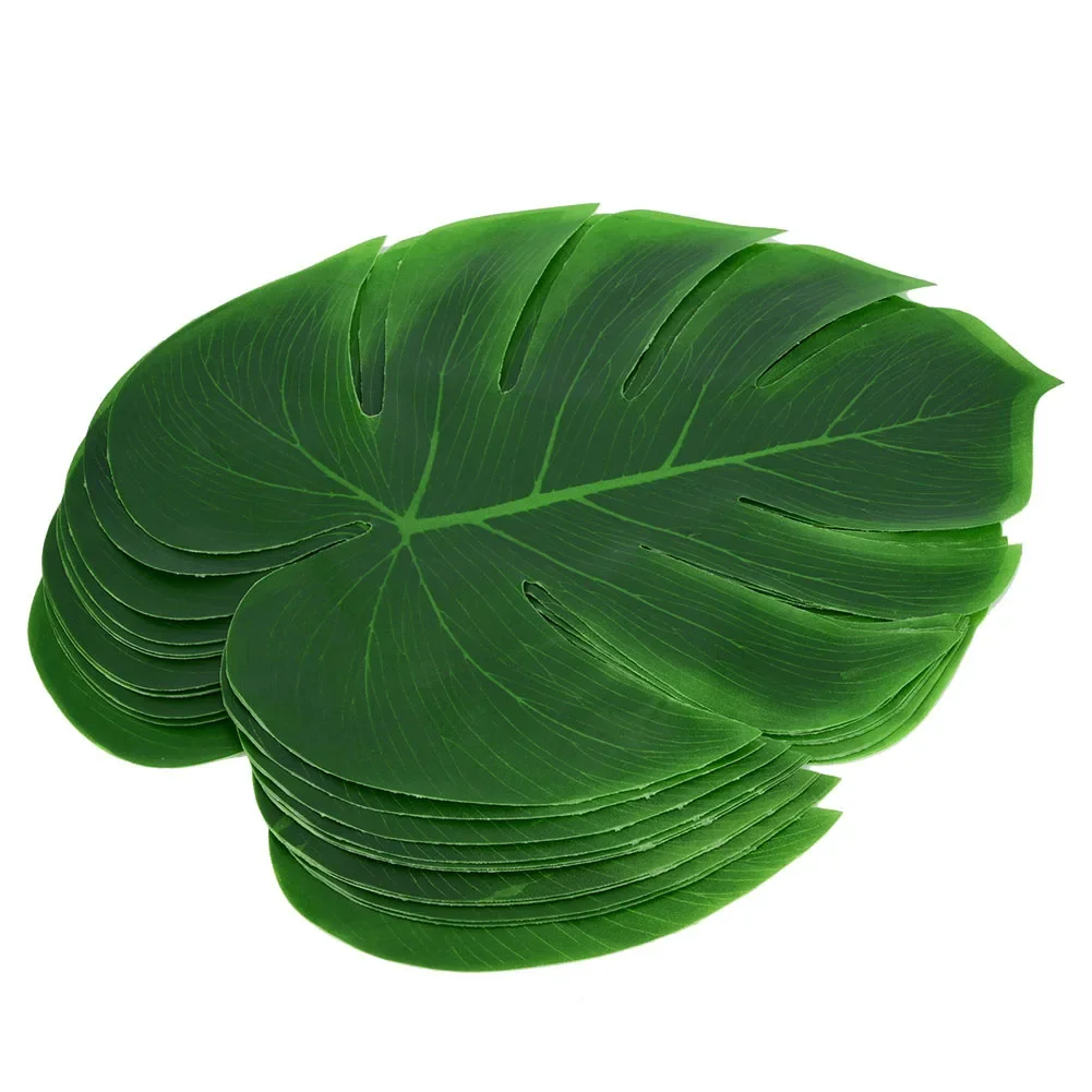 

12Pcs Simulation Monstera Leaf Table Flag Cutlery Mat Coaster Creative Family Room Wall Decoration Fake Flower