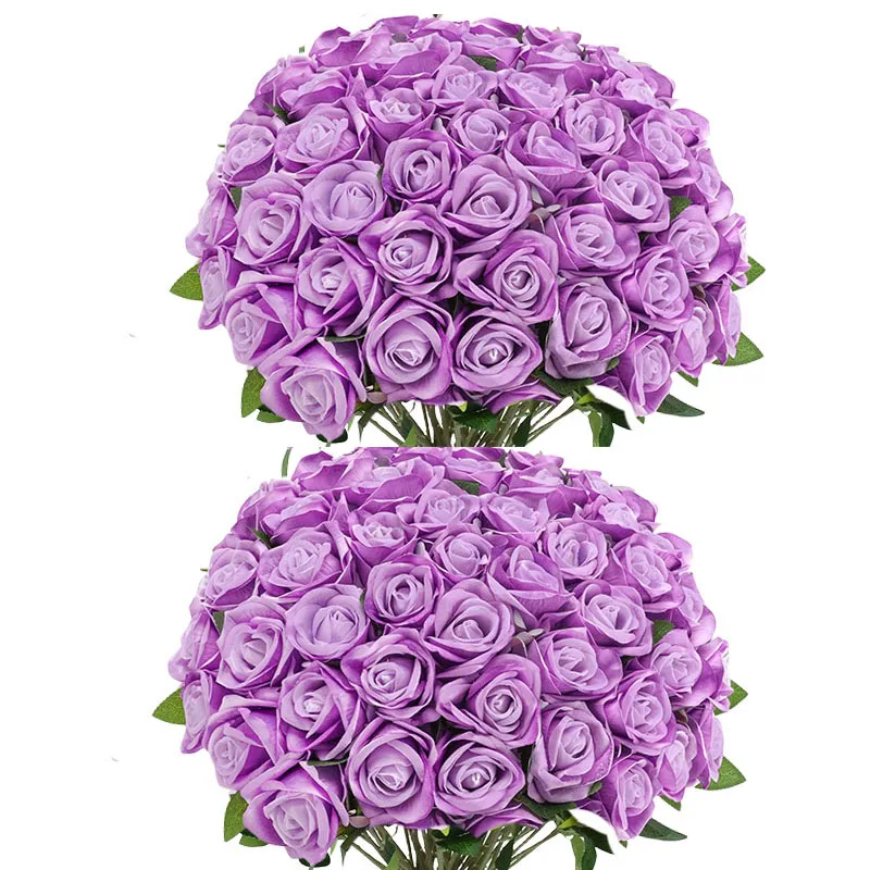 50 Stück künstliche Rosen aus Samt, fühlen sich echt an, künstliche Rosen, Blumen für Valentinstag, DIY, Hochzeitsstrauß, Party, Heimdekoration