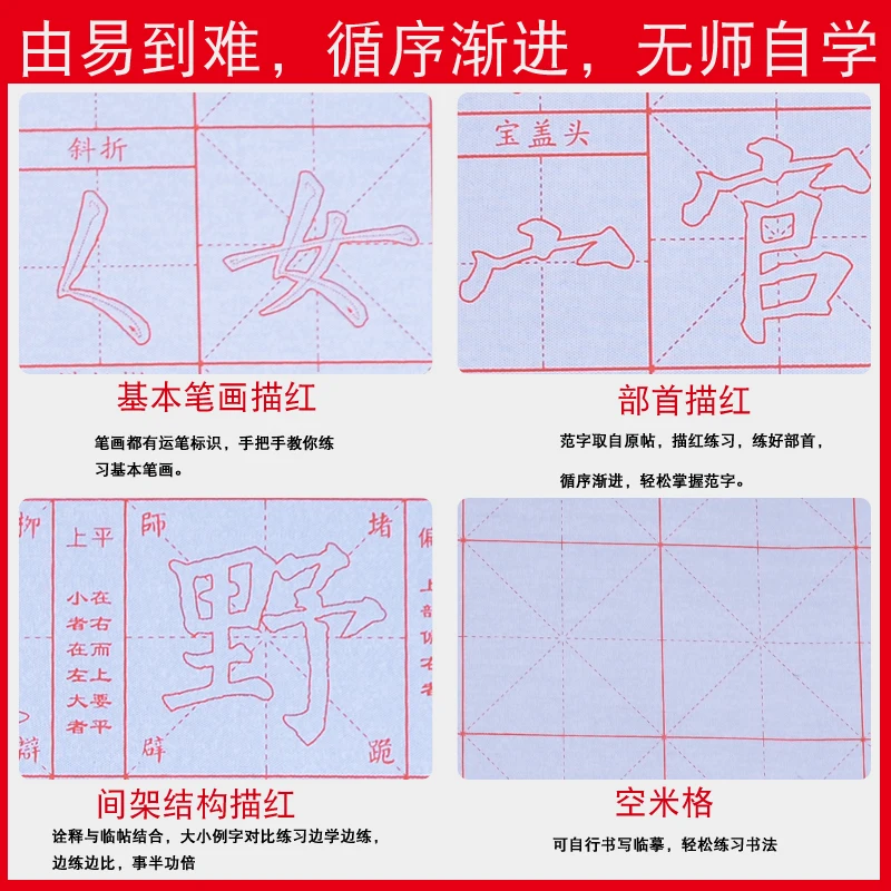 10 pcs Eco-Friendly Rewritable No Ink Needed Chinese Calligraphy Water Writing Magic Set for Beginners Yan Zhenqing Style