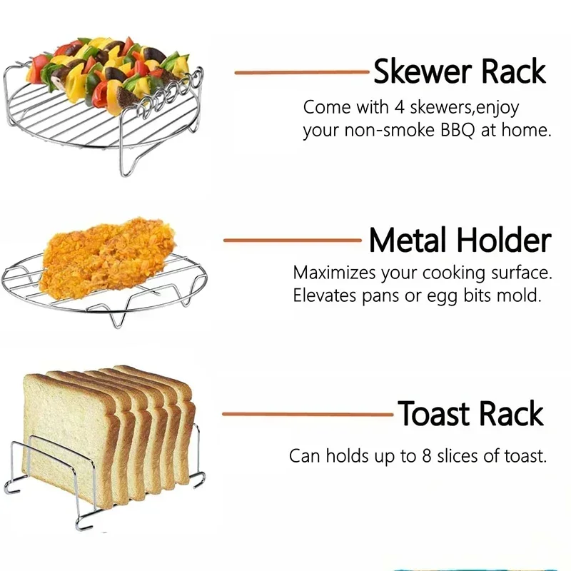 Square/Round/Rectangle Oven Grill Racks Multi-layer Detachable Grill Rack Meat Injector Air Fryer Baking Rack Kitchen Gadgets