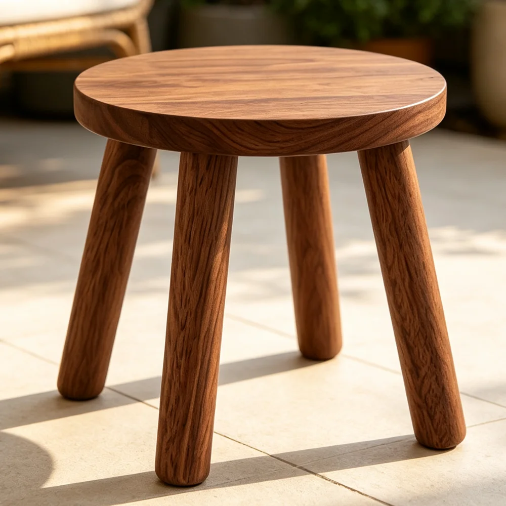 Walnut Color Solid Wood Round Stool 24cm Stool for Kids Step Stool Adult Shoe Changing Stool Detachable Packaging Easy Transport