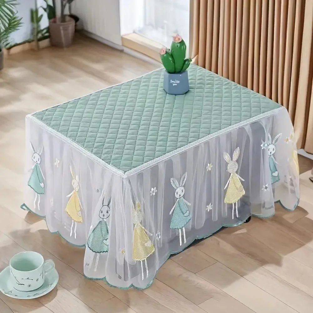 Rectangle Microwave Dust Cover Yarn Edge Insulated Oven Cover Dust Proof Pastoral Style Tablecloth Kitchen Appliances