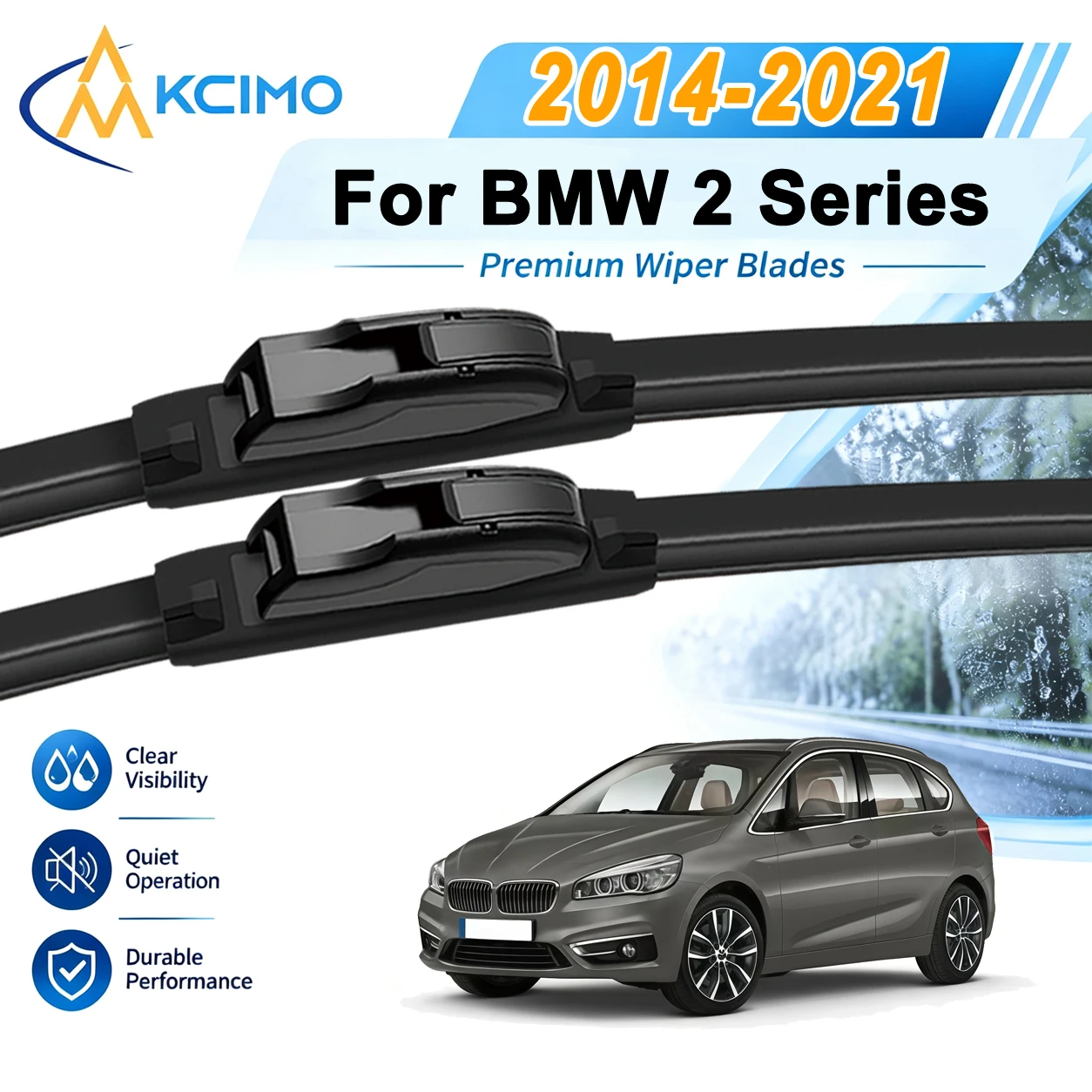 Clear-Vision Windshield Wipers Set 2pcs For BMW 2 Series Active Tourer 2014-2021 Rain Wiper Blades Car Front Glass Cleaning