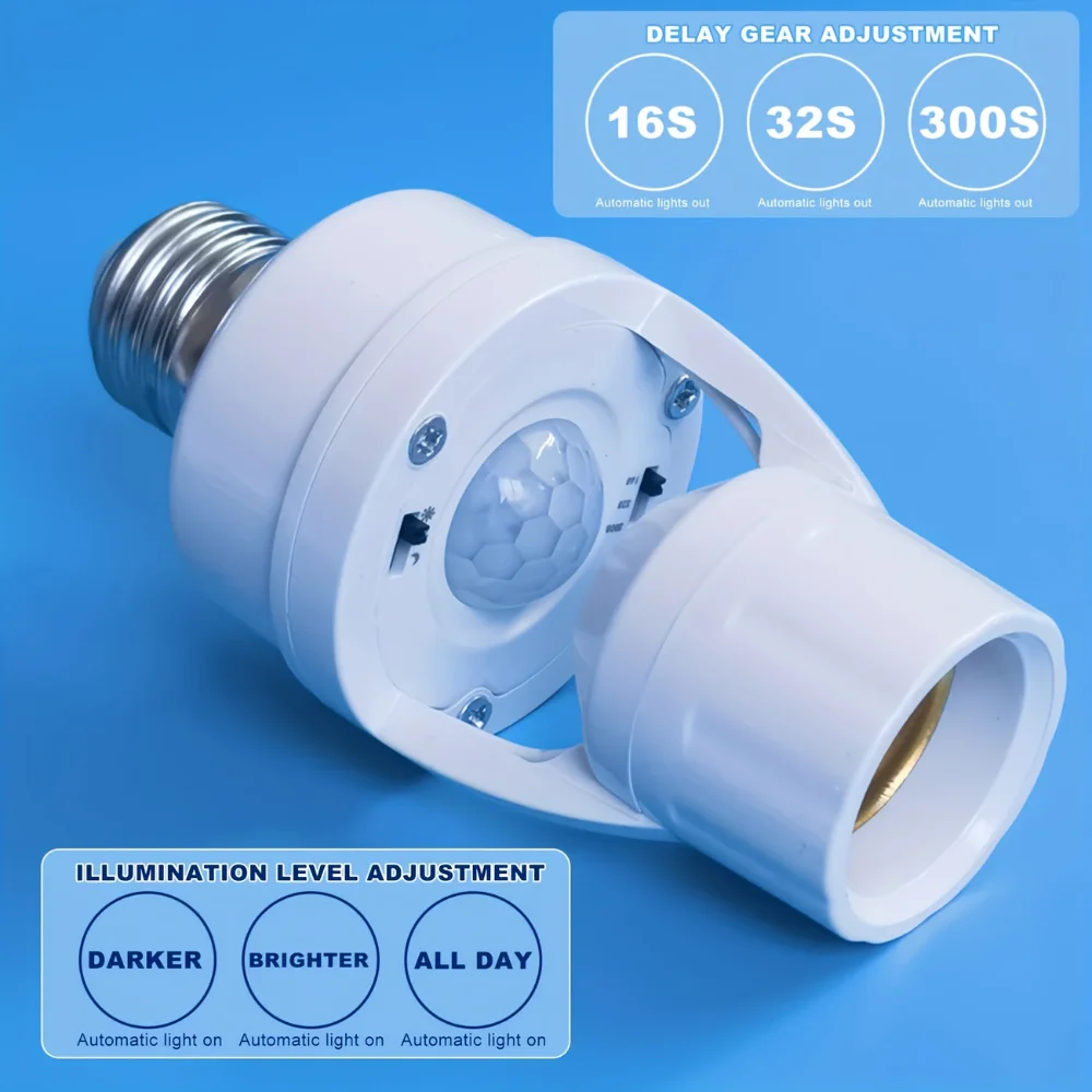 Base de lampe Led avec capteur de mouvement, convertisseur de douille E27, support d'ampoule AC100-220V, adaptateur, interrupteur réglable, Induction du corps humain PIR