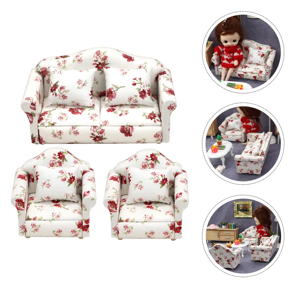 

1Set Exquisite Lifelike Mini Sofa Ornament for Fairy Garden Micro Landscape Decor Mini House DIY Furniture Adornment Flower