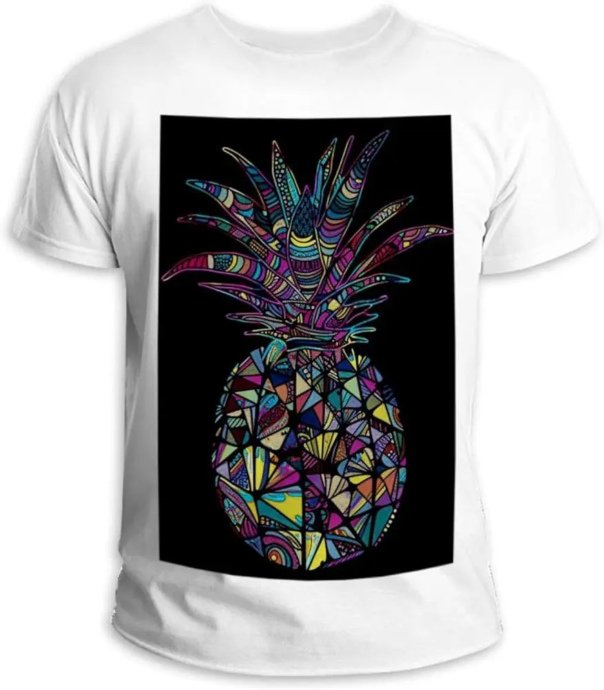 Boho Ethnic Colored Pineapple Art  Unisex T-shirts for Men Women Summer Tees Cotton Luxury brand vintage oversized