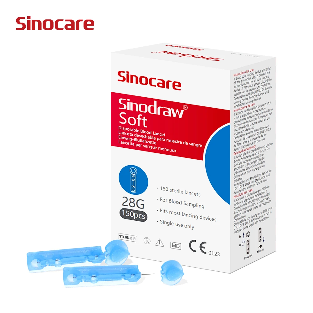 Agujas de lanceta estériles desechables Sinocare para pruebas de glucosa en sangre disbética, aguja de acné para acné, puntos blancos, acné, boca cerrada