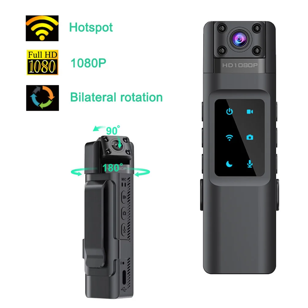 Digital Mini WiFi Camera HD 1080P Portable Back Clip Camera Mini DV 180 degree Rotating Lens Infrared Night Vision Recorder
