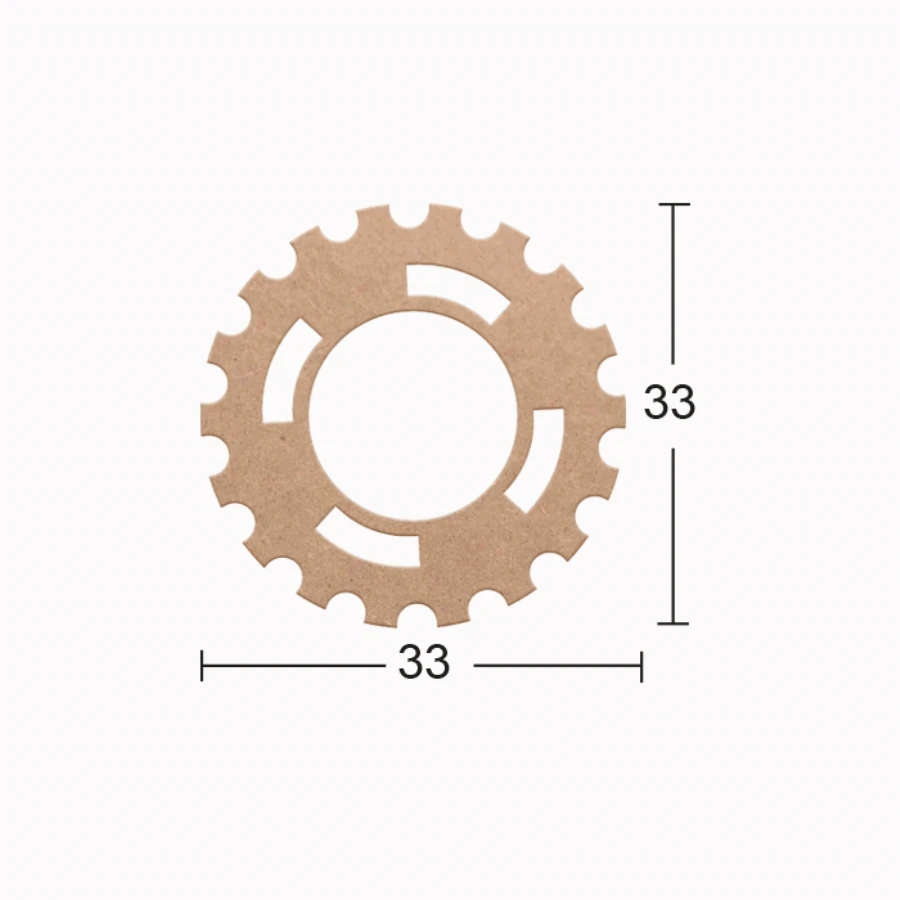 DS82 decorative wall ornament gear, unpainted Mdf ornament