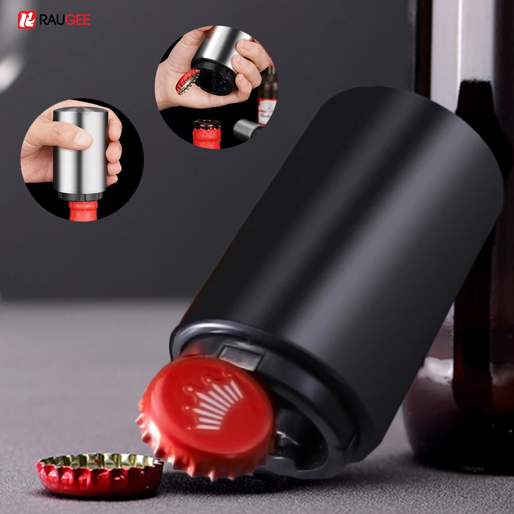 Magnetic Automatic Beer Bottle Opener Portable Push Down Beer Corkscrew Quick Bottle Cap Opener for Bars Home Beer Bottle Opener