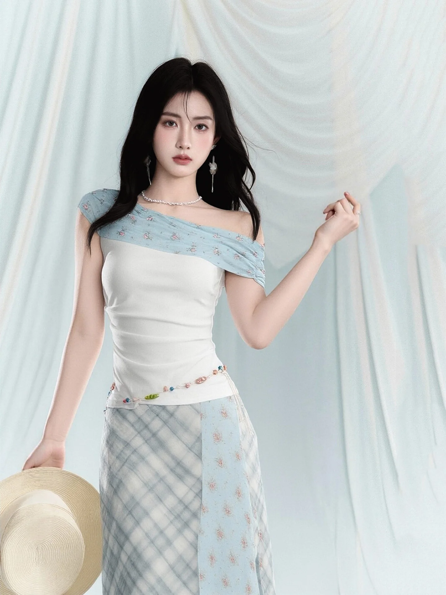 

LIXIAOWAN Женская футболка с коротким рукавом в корейском стиле, летняя новинка, с дизайнерскими вставками, облегающая, цвета экрю, приятная для кожи, дышащая