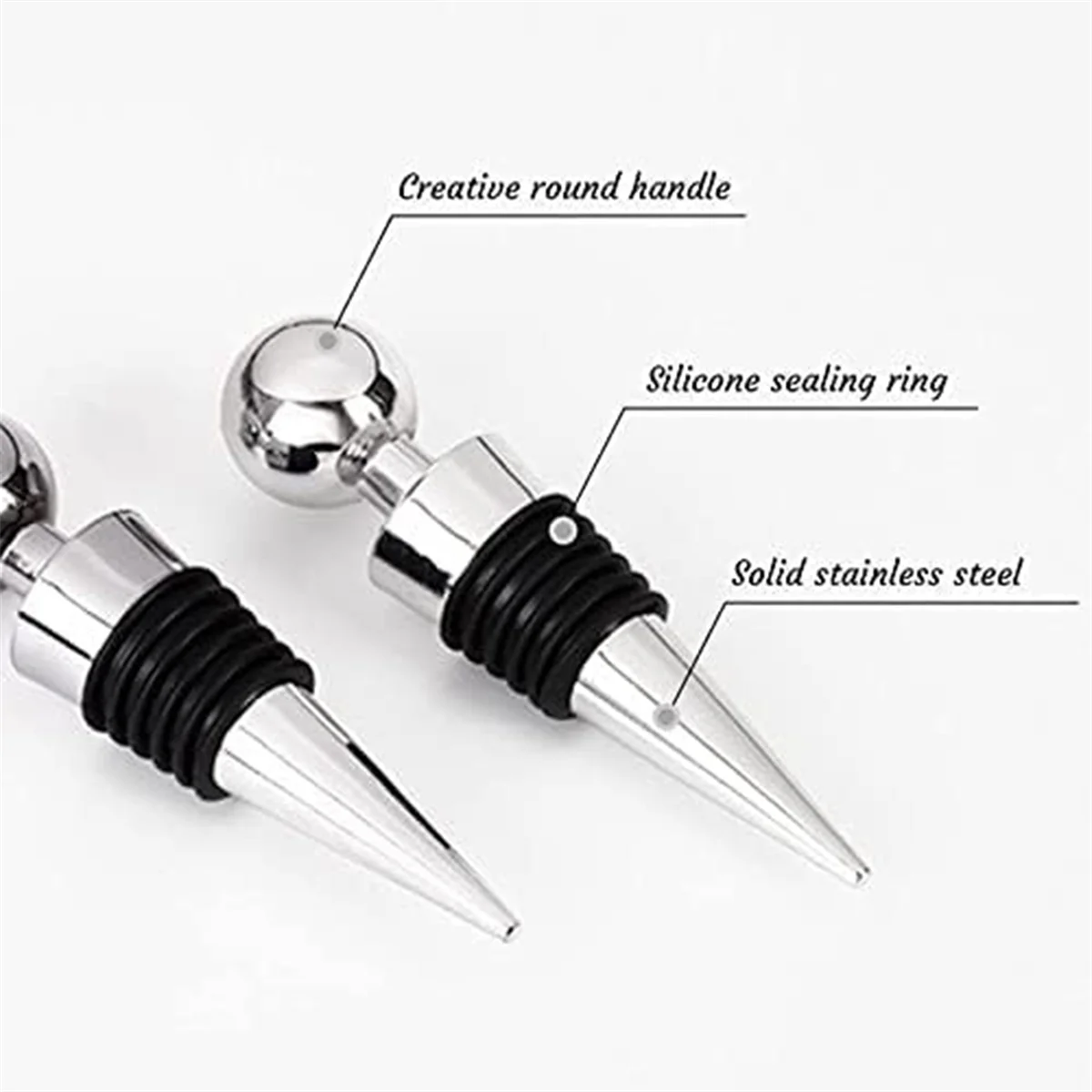 

High-Quality Wine Stopper Bottle Stopper -Wine Saver, Reusable Wine Corks for Beverage, 8-Pack Sil