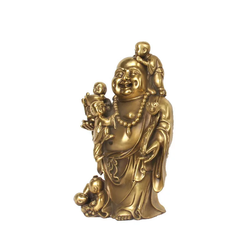 Laughing Figurine, Bronze Ornament, Handicraft, Wholesale, Manufacturer, Five-Child Buddha