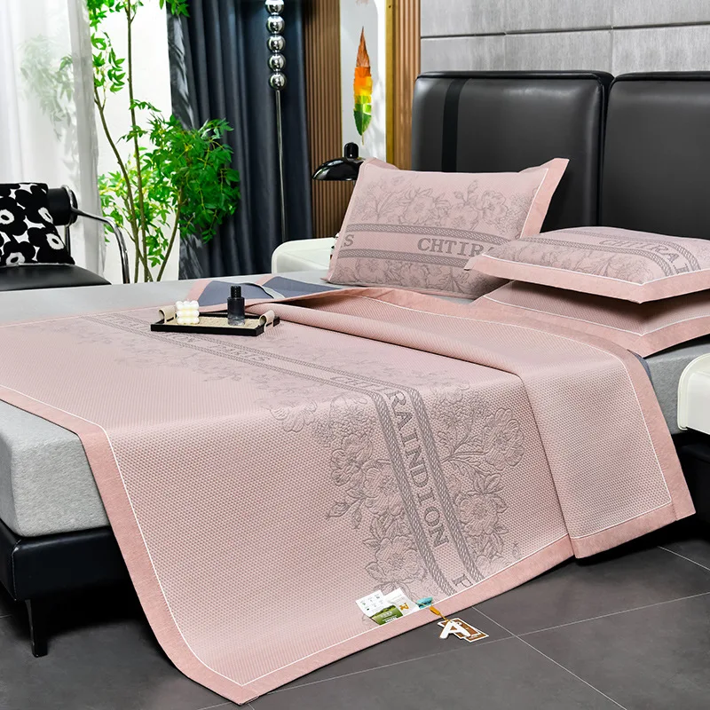 New cool silk latex cooling mat, ice silk mat set, washable summer home dormitory naked sleeping heat dissipating bed sheets