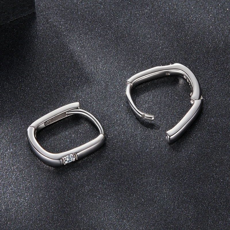 Bamoer U مويسانيتي البيضاوي هوب أقراط الهندسة قرط كبس D اللون VVS1 EX 925 فضة الأصلي الفاخرة مجوهرات الأم هدية