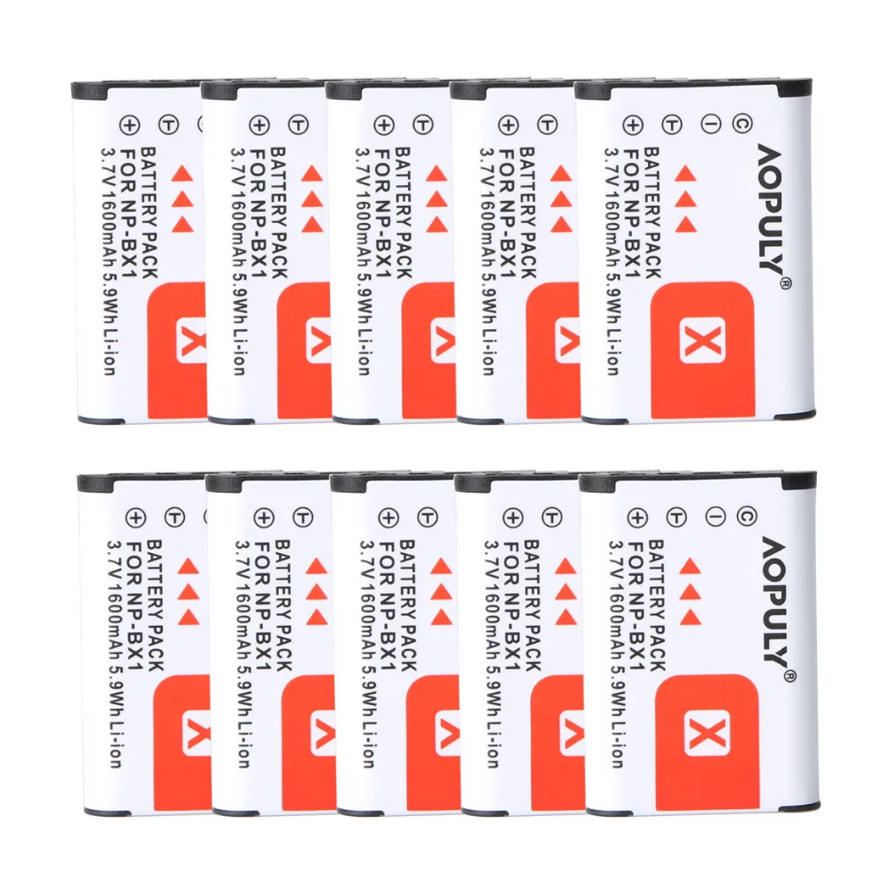 

AOPULY 10pcs/pack NP-BX1 NP BX1 Li-ion BATTERY for SONY DSC-RX100 RX1 HDR-AS15 AS10 HX300 WX300 NPBX1 NP BX1 BC-CSXB Cameras