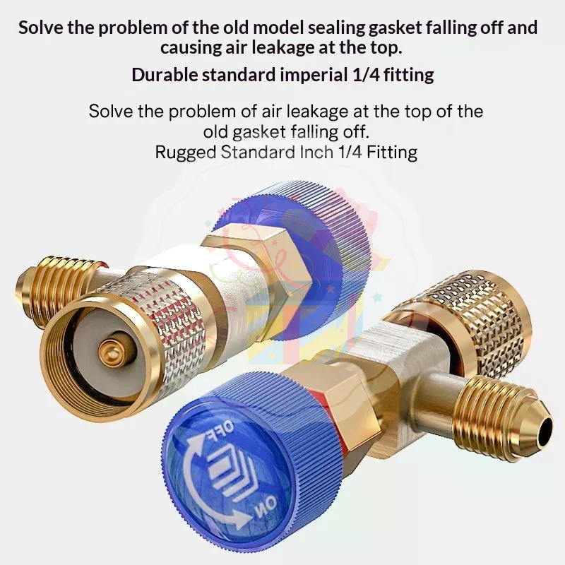 R410a R22 Adapter with Integrated Liquid Safety Valve Ideal for External Thread Air Conditioning Setup
