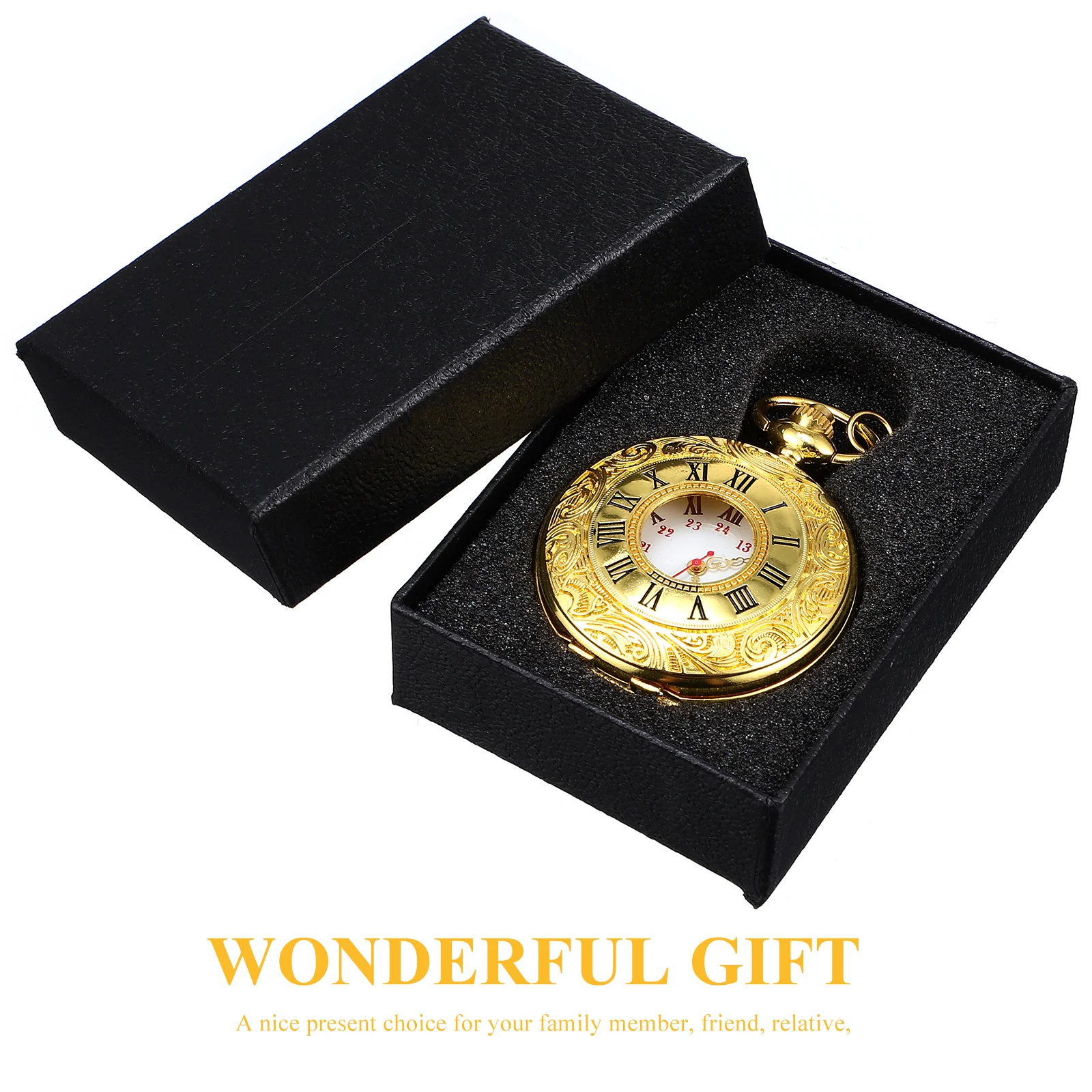 

Golden Pocket Watch Retro Roman Numeral Vintage Alloy Mechanical Timepiece For Men Women Decorative Chain Pendant