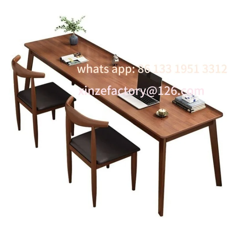 

Long table against the wall Narrow table Rectangle desk Double desk Household computer desk Solid wood leg workbench