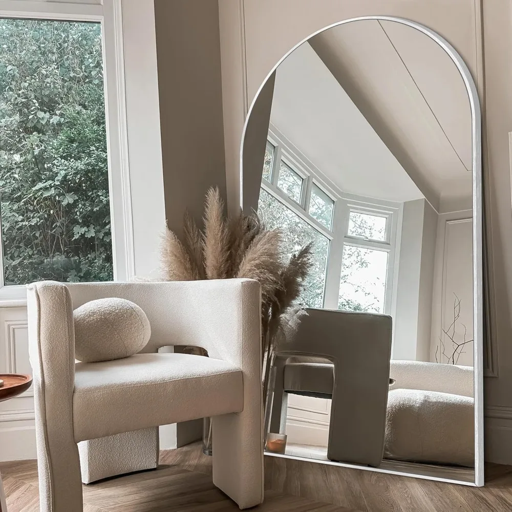 

Full Length Mirror Floor 71"x32" Standing Mirror Arch Aluminum Alloy Thin Frame Standing Hanging or Lean Against The Wall