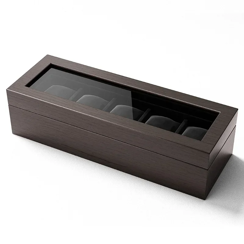 Wood Watch Box Storage Case Black Watch Boxes Organizer Transparent Skylight Mechanical Wrist Watches Display Collection for Men