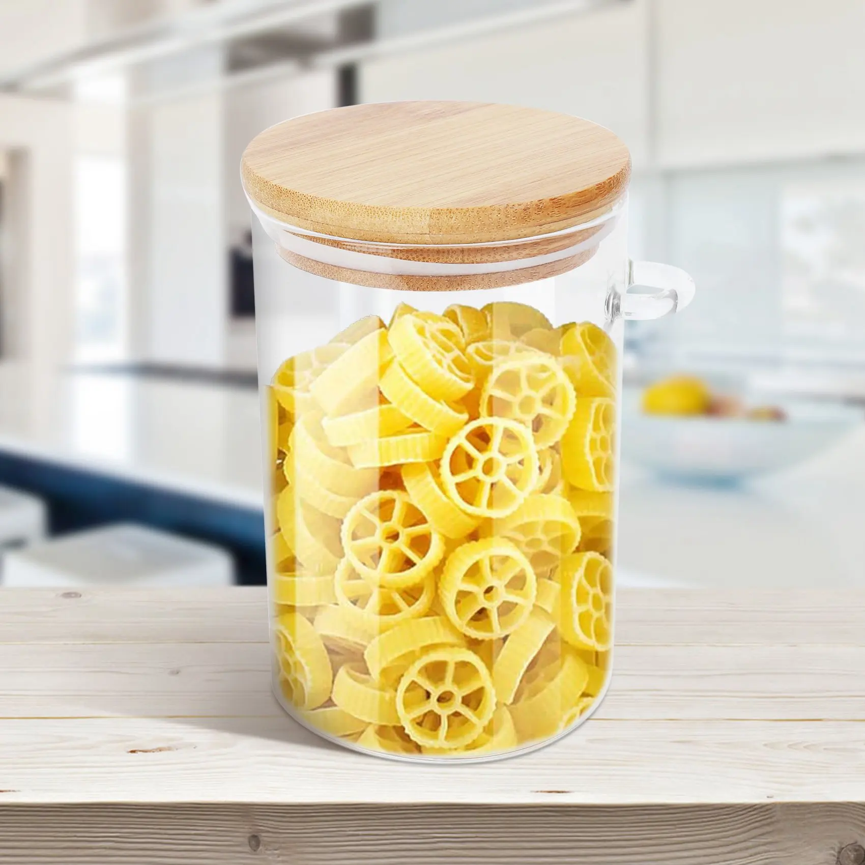 ABFW Food Storage Glass Jar Clear Sealed Canister Container with Lid and Spoon for Loose Tea Salt Sugar Coffee Bean Preservation